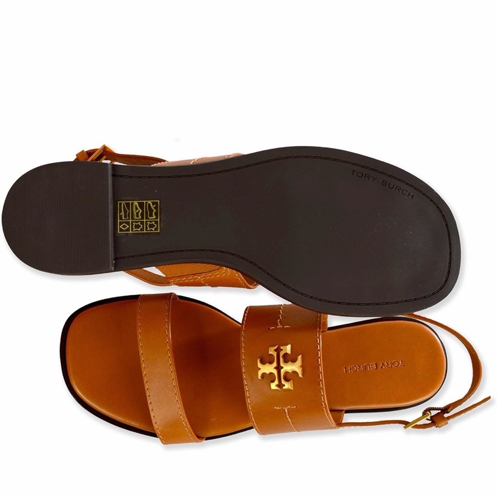 Tory Burch Womens 141998 Vanchetta Leather Mini Everly Back Strap Flat Sandals.